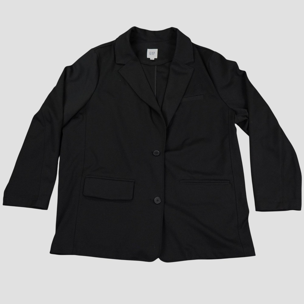 Gap Ponte Blazer Women XXL Black Two Button Stretch‎ Professional Casual